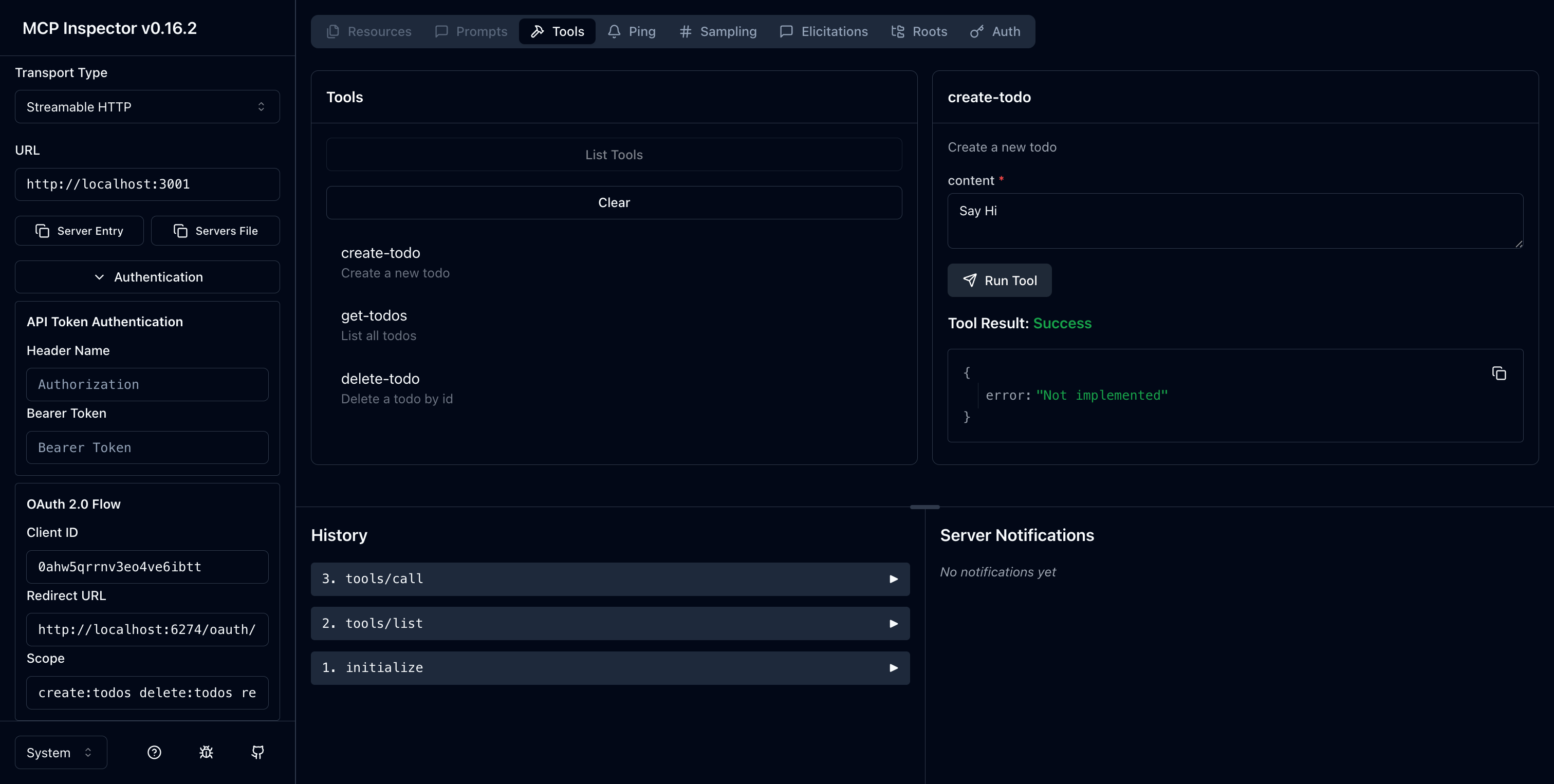 Primer uso de MCP inspector